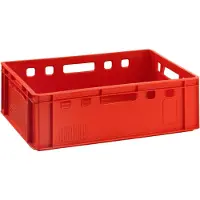 BURI Caisses à viande E2 60x40x20cm Caisse de stockage Eurobox en provenance d'Allemagne, convient pour aliments, robuste, empilable , Variante:rouge 1x