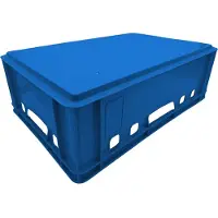BURI Caisses à viande E2 60x40x20cm Caisse de stockage Eurobox en provenance d'Allemagne, convient pour aliments, robuste, empilable , Variante:bleu 1x