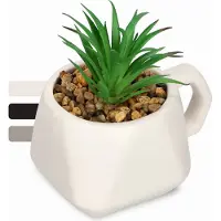 Kadax Succulentes "Rouy", petite plante artificielle avec pot, 1 pièce, blanc, 8 cm