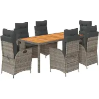 Syfax Ensemble à manger de jardin et coussins 7 pcs gris rotin