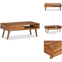 vidaXL Table basse en bois massif avec tiroir sculpté 100 x 50 x 40 cm - Tables basses