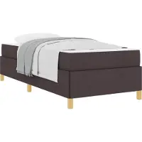 Syfax Cadre de lit avec matelas Marron foncé 90 x 190 cm tissu