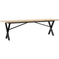 Syfax Table basse cadre en X 160x40x45,5 cm bois de pin massif acier