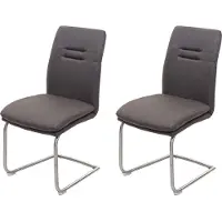 Mendler 2x Chaise de salle à manger HWC-H70, chaise de cuisine, balancant, tissu, acier inoxydable brossé gris-brun