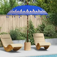 Prolenta Maison Exclusive - Parasol balinais avec base, couleur bleu, dimensions 215 x 215 x 260 cm