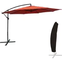 Happy Garden Parasol Déporté Oahu Rond 3,50m De Diamètre Terracotta + Housse