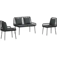 Syfax Ensemble de salle à manger pour jardin 3 pcs Noir et anthracite