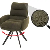 Mendler Chaise de salle à manger HWC-G66, chaise de cuisine pivotante Auto-Position Tissu/Textile Bouclé MVG vert, avec accoudoirs