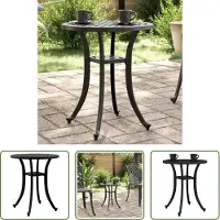 The Living Store Table de jardin noire Ø48x53 cm en fonte d'aluminium