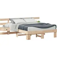 Syfax Cadre de lit avec tête de lit Marron 135 x 190 cm Pin massif