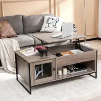 Northix Table basse avec plateau élévateur, table centrale avec dispositif de levage pneumatique 106 x 55 x 44,5 cm gris