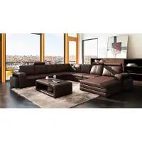 JV Möbel Salon Set Canapé D'Angle En U Pouf Table Basse