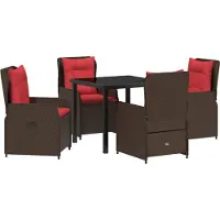 Syfax Ensemble de salle à manger pour jardin 5 pcs Marron Poly rotin