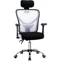 Vinsetto Chaise de bureau, fauteuil de bureau ergonomique en maille avec hauteur et appui-tête réglable, dossier inclinable et support lombaire, pour chambre, télétravail, charge 120 Kg, noir et blanc