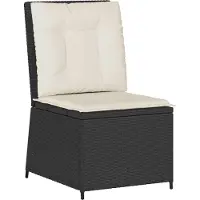 Syfax Canapé de jardin avec coussin Noir et blanc crème polyrotin