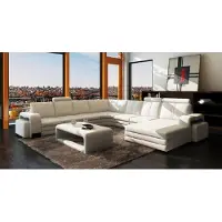 JV Möbel Salon Set Canapé D'Angle En U Pouf Table Basse