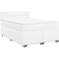 vidaXL Lit boxspring avec matelas blanc 140x190 cm similicuir