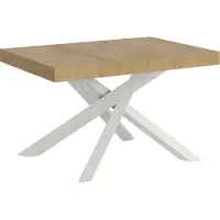Itamoby Table Extensible Volantis Premium 120/224X90 Cm Chêne Naturel Pieds Blancs