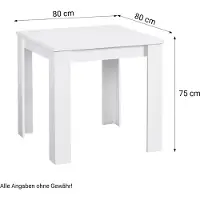 Homestyle4u Table à Manager Table Salle a Manger 80x80 cm Table de Cuisine en Bois Blanc