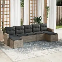 Prolenta Maison Exclusive - Salon de jardin avec coussins 7 pcs gris résine tressée