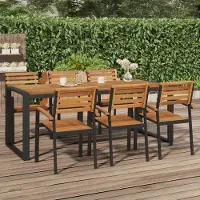 Prolenta Maison Exclusive - Table de jardin avec piètement en U, 200 x 90 x 75 cm, en bois massif d'acacia