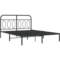 Syfax Cadre de lit métal sans matelas avec tête de lit noir 135x190cm