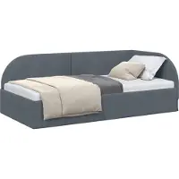 Syfax Cadre de lit d'angle Gris foncé 90 cm x 190 cm Velours