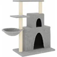 Syfax Arbre à chat avec griffoirs en sisal Gris clair 83 cm