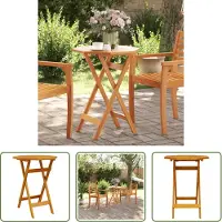 The Living Store Table de jardin pliante Ø60x75 cm Bois massif Acacia