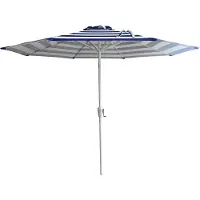 Happy Garden Parasol droit BANDOL rond 2,70m de diamètre à rayures bleues