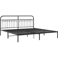 Syfax Cadre de lit métal sans matelas avec tête de lit noir 193x203cm
