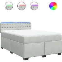 vidaXL Lit boxspring avec matelas gris clair 140x190 cm velours