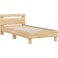 vidaXL Cadre de lit sans matelas avec tête de lit en chêne Sonoma 90x190 cm