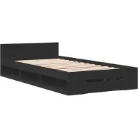 Syfax Cadre de lit avec tiroir sans matelas noir 90x190 cm