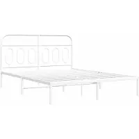 Syfax Cadre de lit métal sans matelas et tête de lit blanc 135x190 cm