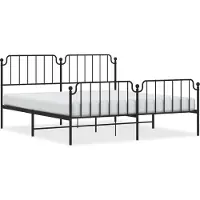 Syfax Cadre de lit métal sans matelas avec pied de lit noir 183x213cm