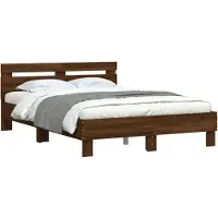 vidaXL Cadre de lit avec tête de lit brun imitation chêne 135x190 cm
