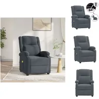 vidaXL Fauteuil de massage électrique gris foncé velours - Fauteuil de massage