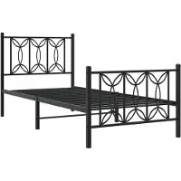 Syfax Cadre de lit métal sans matelas avec pied de lit noir 90x200 cm