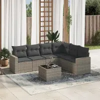 Prolenta Maison Exclusive - Salon de jardin avec coussins 7 pcs gris résine tressée