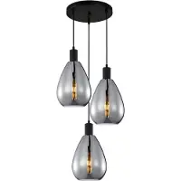 ITALUX Lampe suspendue ronde moderne avec abat-jour en verre fumé noir pour salon salle à manger 3xE27 40W ZULO