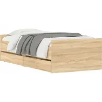 Syfax Cadre de lit avec tiroirs sans matelas chêne sonoma 90x190 cm