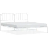 Syfax Cadre de lit métal sans matelas et tête de lit blanc 183x213 cm
