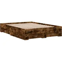 Syfax Cadre de lit avec tiroirs sans matelas chêne fumé 140x190 cm
