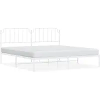 Syfax Cadre de lit métal sans matelas et tête de lit blanc 200x200 cm