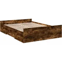 Syfax Cadre de lit avec tiroirs sans matelas chêne fumé 140x190 cm