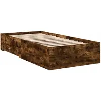 Syfax Cadre de lit avec tiroirs sans matelas chêne fumé 90x200 cm