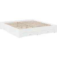 Syfax Cadre de lit avec tiroirs sans matelas blanc 200x200 cm