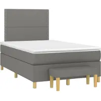 vidaXL Lit boxspring avec matelas gris foncé 120x190 cm Tissu