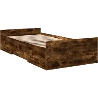 Syfax Cadre de lit avec tiroirs sans matelas chêne fumé 100x200 cm
